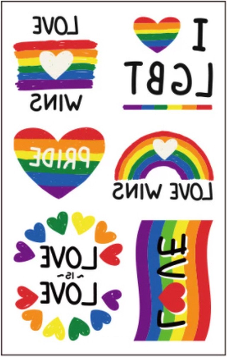 GoedeDoelen.Shop | Body Tattoos Love is Love | Nep Tattoe | Nep Tatoeage | Pride | LGBTQ | Rainbow | Tijdelijke Tatoeage